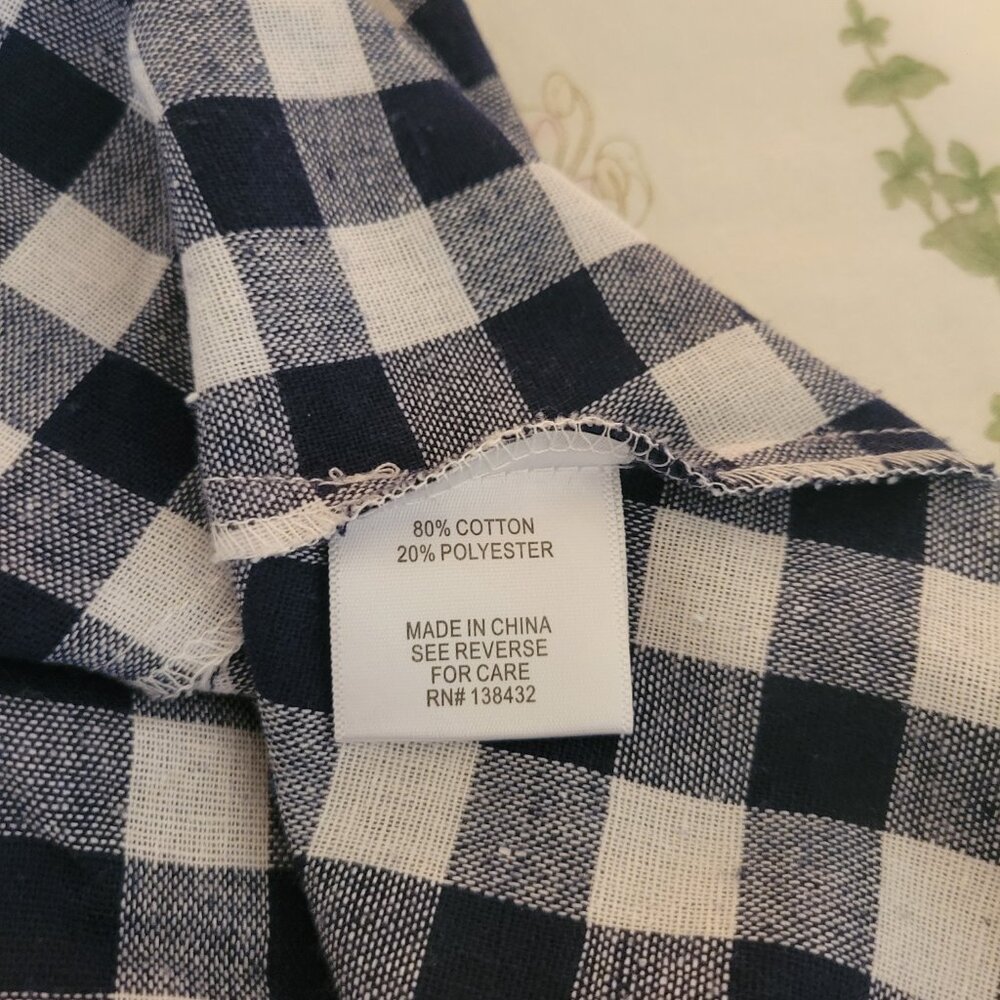 ModCloth Blue White Gingham Skirt 2X A-Line Belt Tie Pockets - Picture 10 of 11